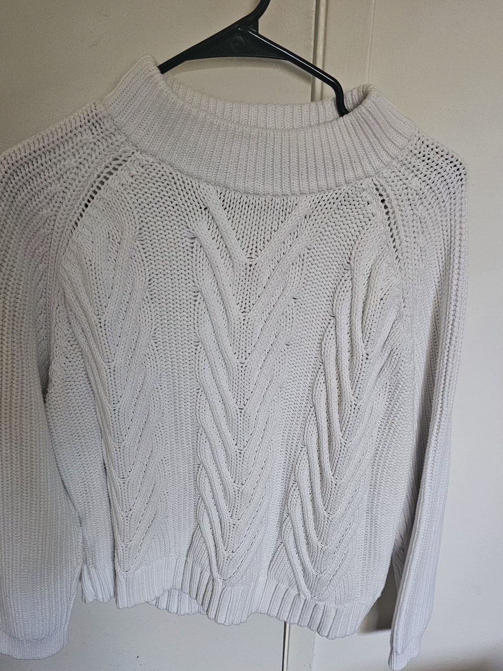 J. Crew White Cable Turtleneck Sweater